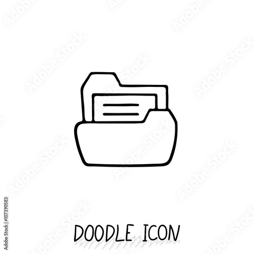 Doodle folder icon with paper.