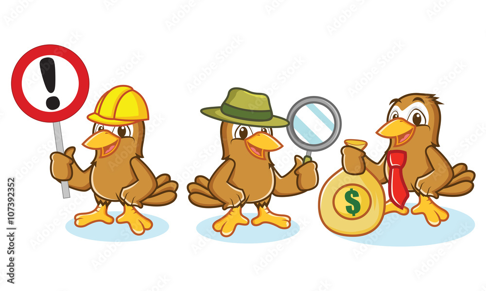 Sparrow Mascot Vector with money Sparrow Mascot Vector with money