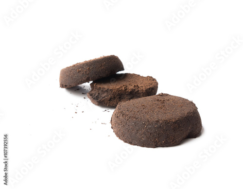 coffee grounds on white background