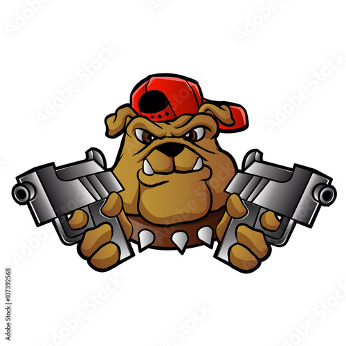 gangster bulldog  with pistols