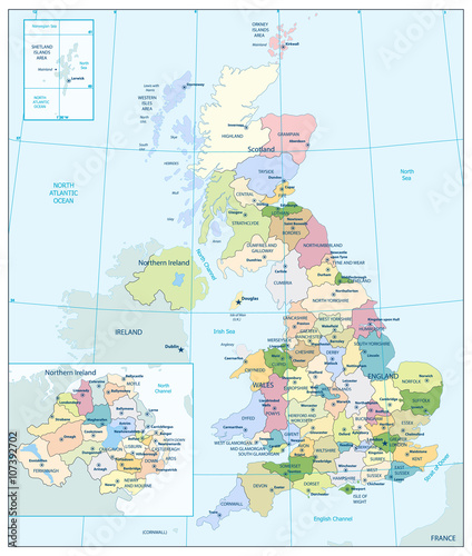 Detailed administrative map of the Great Britain
