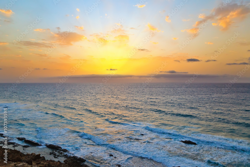 Sunrise over Atlantic ocean, fuerteventura