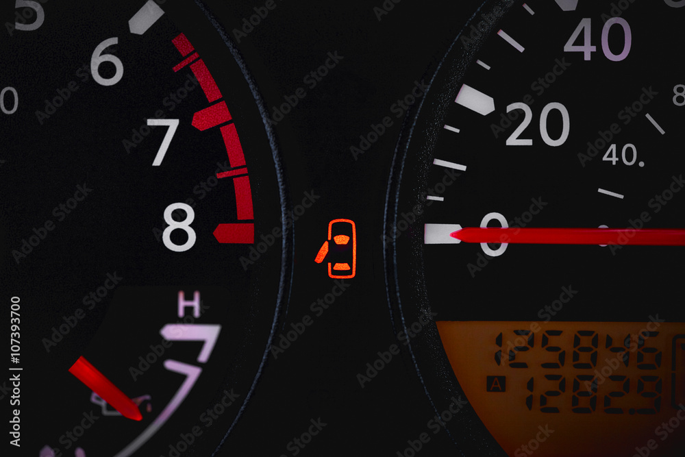 Fototapeta premium Car Dashboard with Odometer