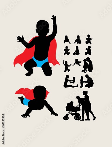 Baby is Hero Silhouettes, art vector design