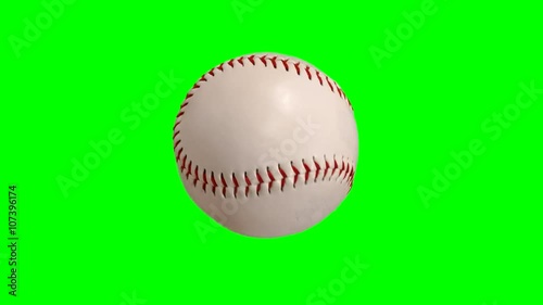 Spinning baseball loop with chroma key green background.