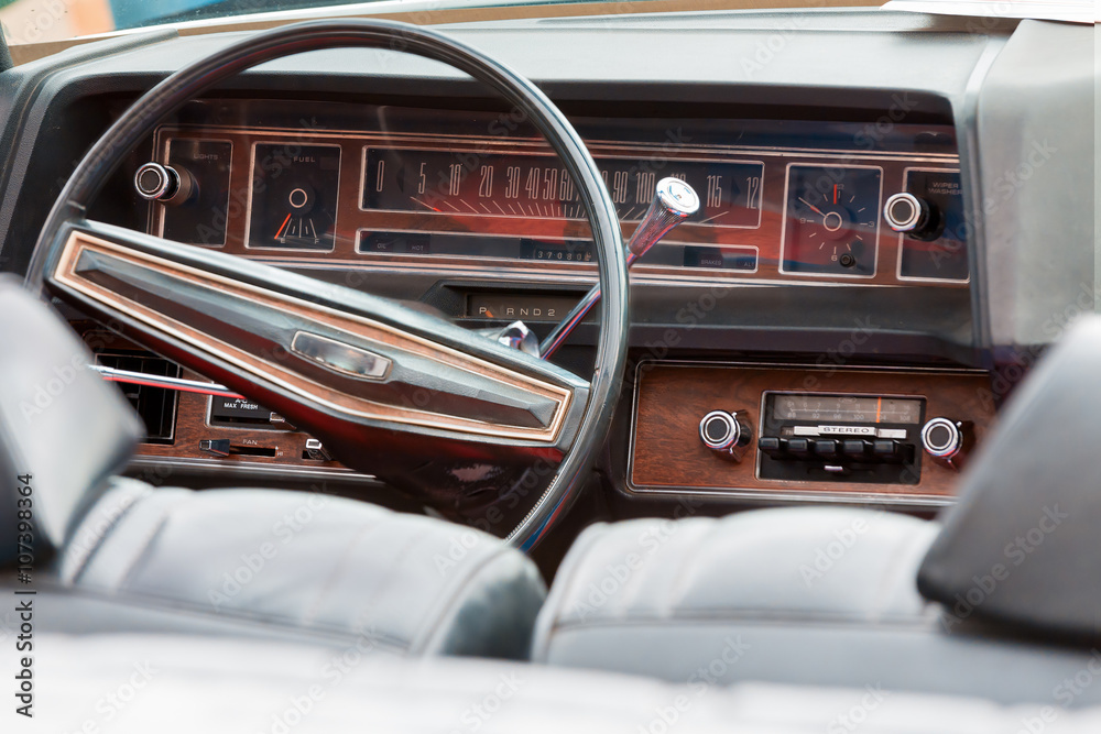 Interior of a classic vintage car