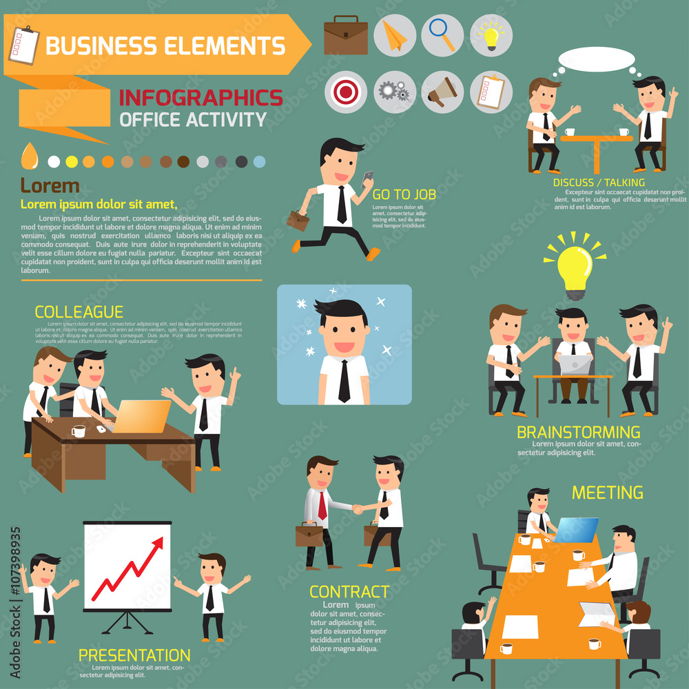 business Infographics. business in various pose of business conc