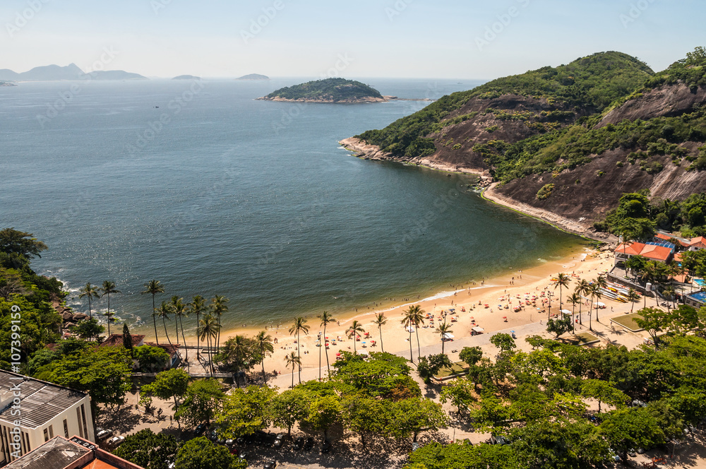 Arial view of famous Praia Vermelha Beach