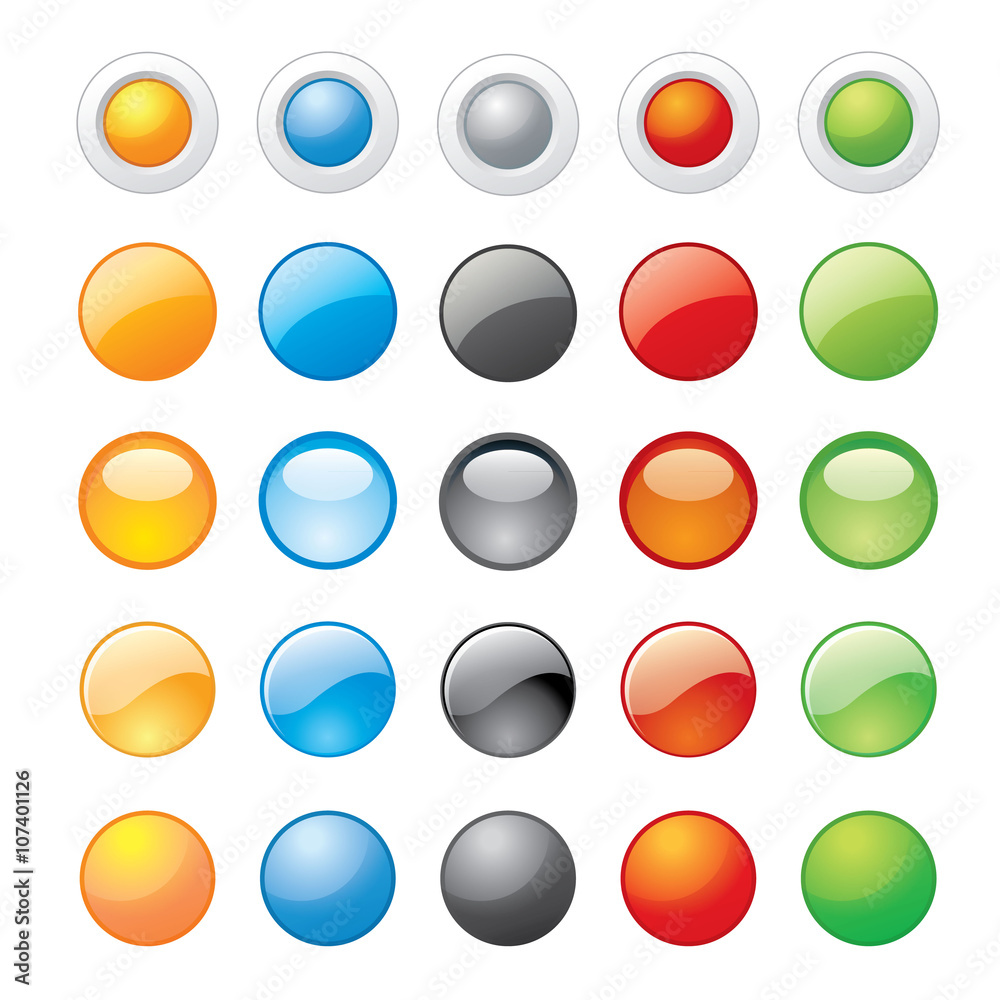 vector illustration glossy glass button icons for website vector illustration glossy glass button icons for website