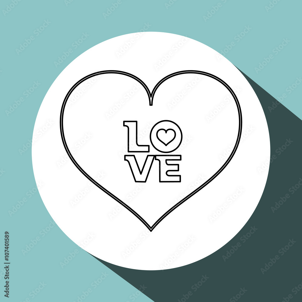 Love with heart design, vector illustration Love with heart design, vector illustration