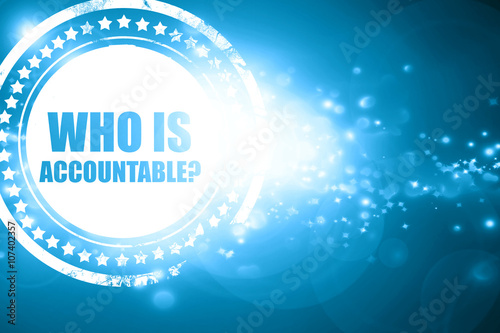 Blue stamp on a glittering background: who is accountable