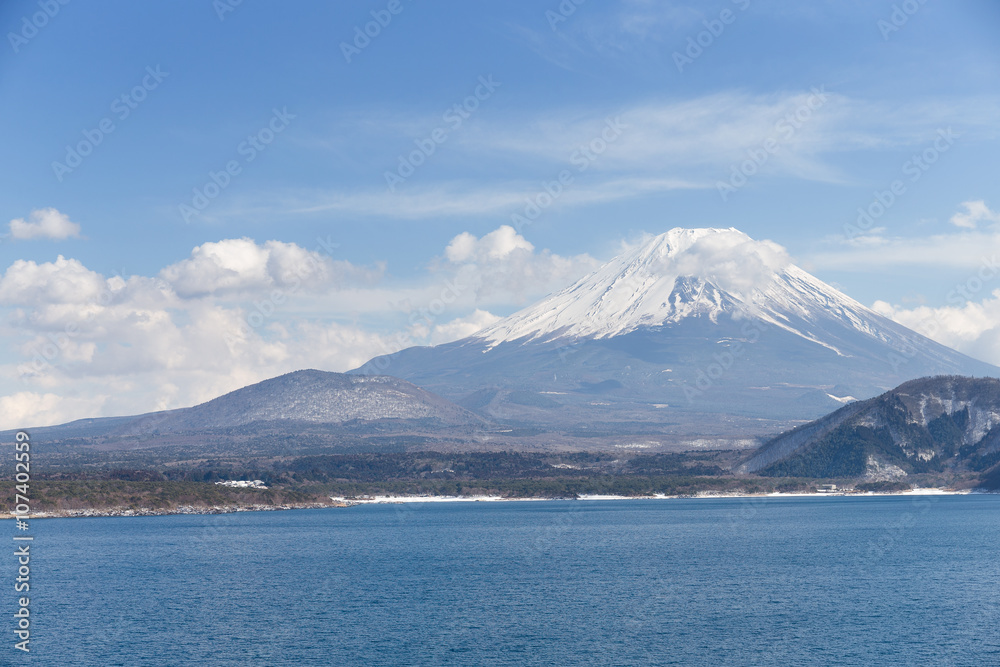 Lake motosu and mountain Fuji