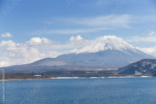 Lake motosu and mountain Fuji