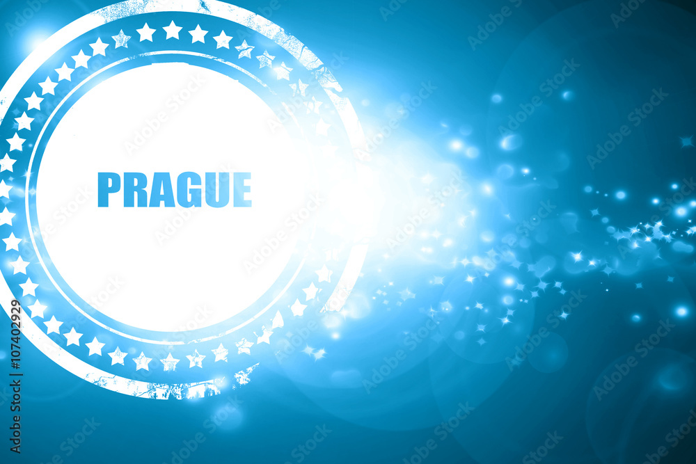 Blue stamp on a glittering background: prague Blue stamp on a glittering background: prague