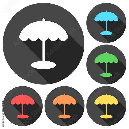 Parasol icons set with long shadow © sljubisa