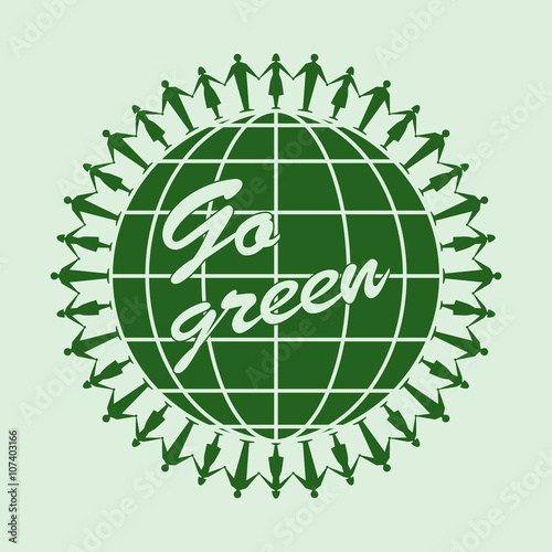 Go green logo circle, template, vector illustration