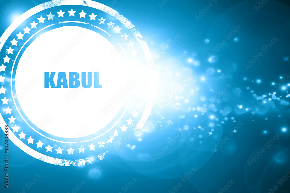 Blue stamp on a glittering background: kabul Blue stamp on a glittering background: kabul