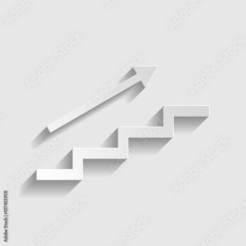 Stair with arrow. Paper style icon
