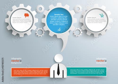 Businessman 2 Gears Speech Bubble Banner