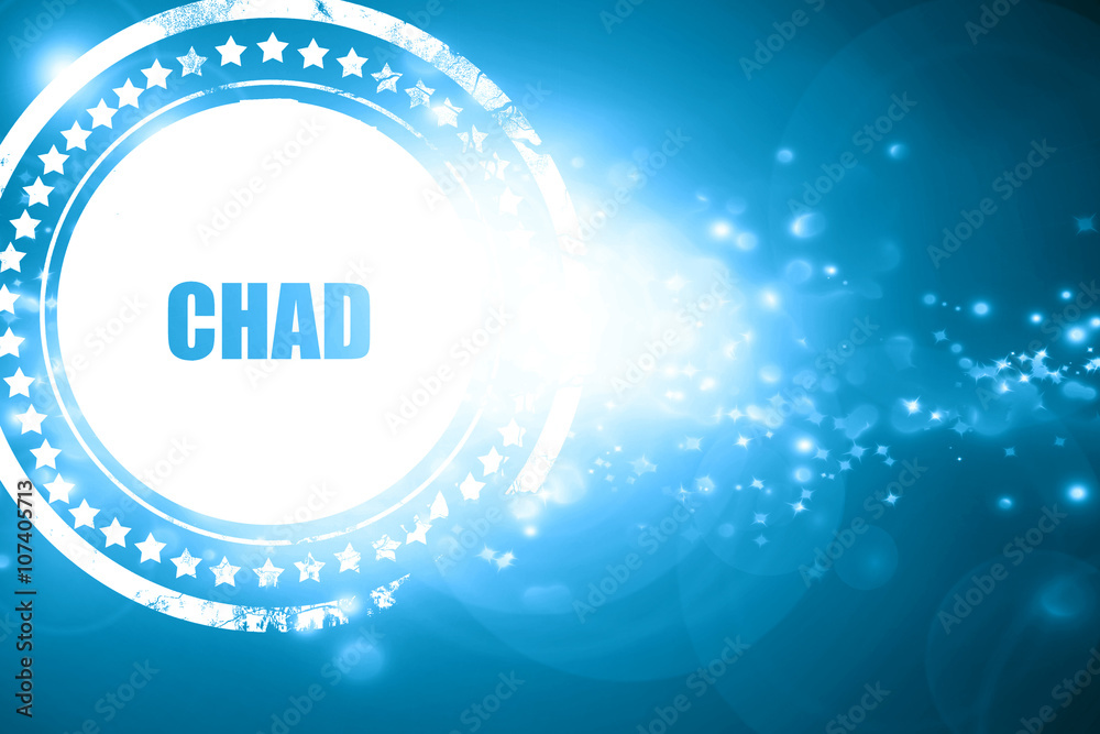 Blue stamp on a glittering background: Greetings from chad