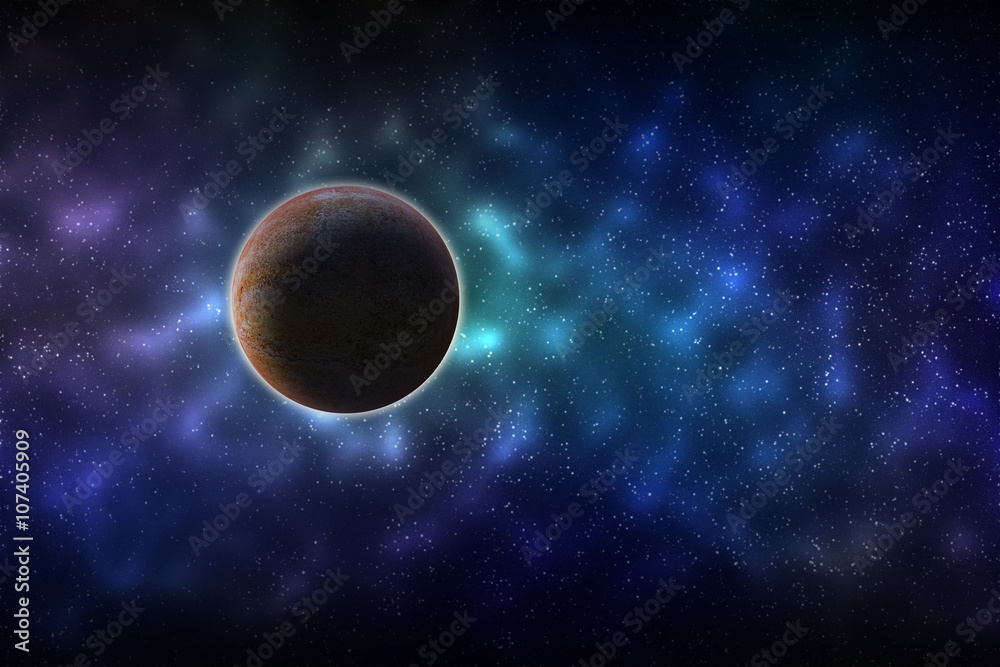 Naklejka premium planetoid In the colorful universe galaxy.