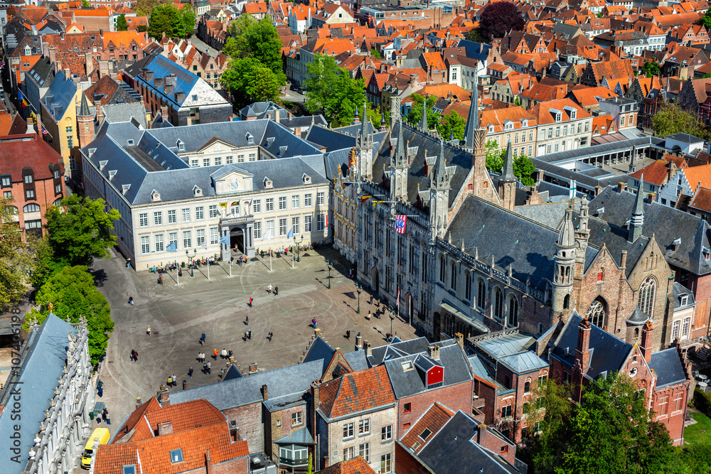 Fototapeta premium Aerial view of Bruges (Brugge), Belgium