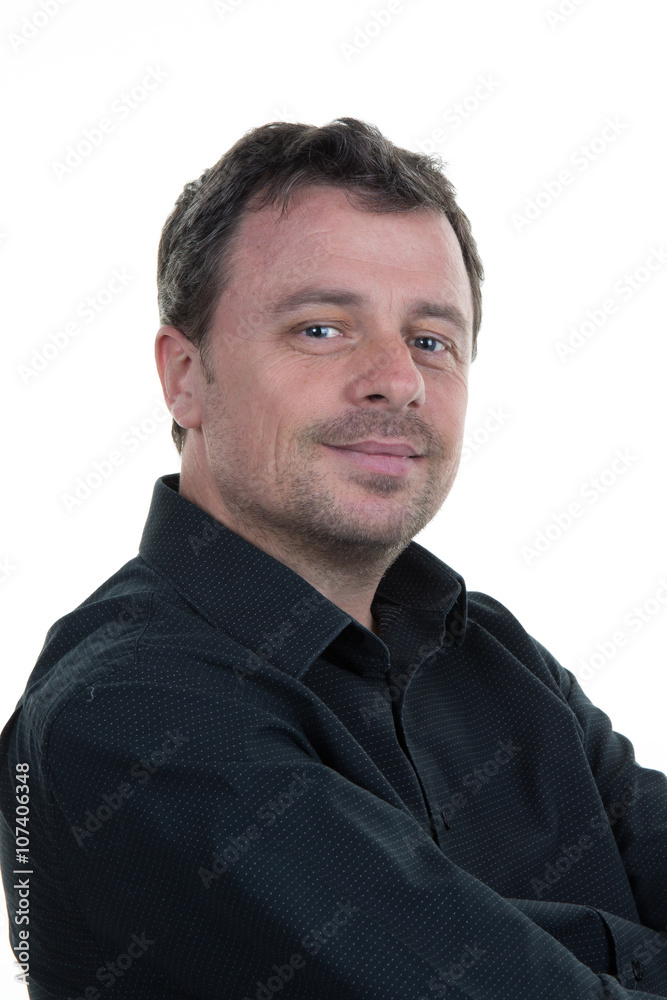 Portrait of smiling and confident man in white Portrait of smiling and confident man in white