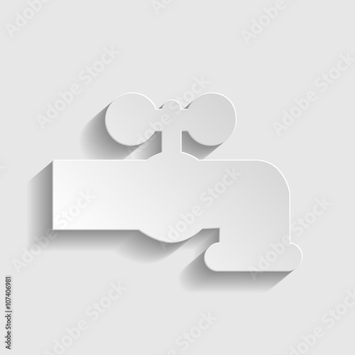 Water faucet sign. Paper style icon