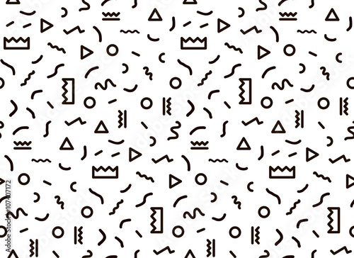 Seamless pattern in black colors with geometric elements. Pattern hipster style. Templates suitable for posters, postcards, fabric or wrapping paper