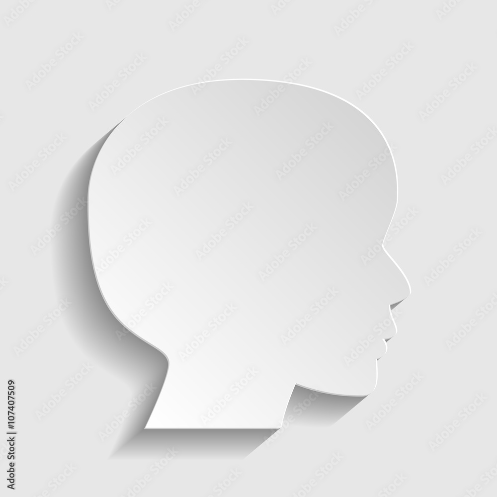 Human head sign. Paper style icon