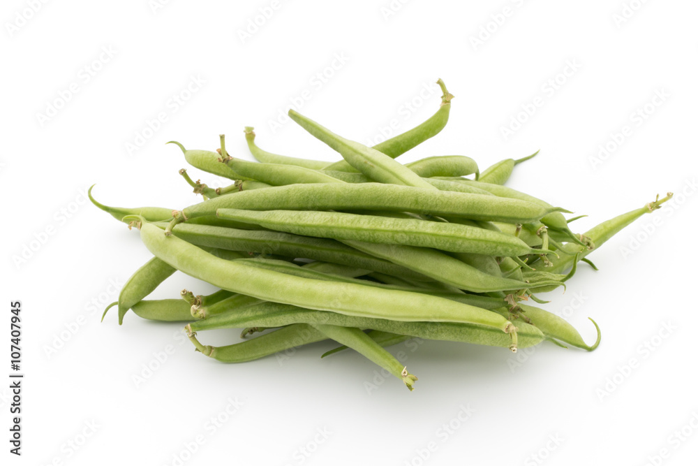 Fototapeta premium Green beans isolated on a white background.