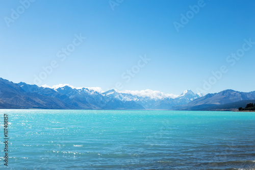 landscape of lake in summer day in new zealand © zhu difeng