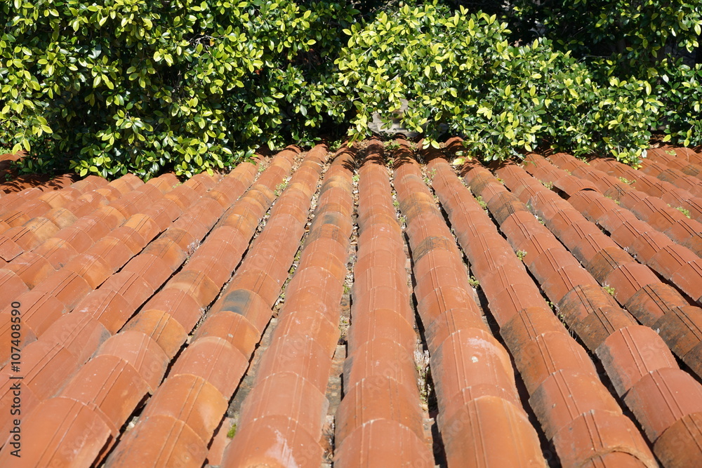 old ceramic roof tiles as a background