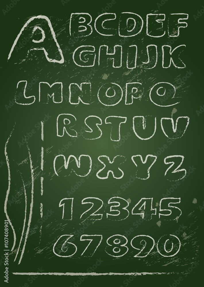 ABC - English alphabet written on a blackboard in white chalk - ABC - English alphabet written on a blackboard in white chalk -