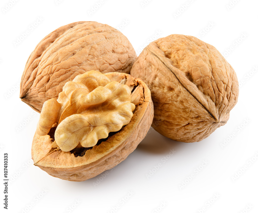 Walnut isolated on the white background. With clipping path. Walnut isolated on the white background. With clipping path.