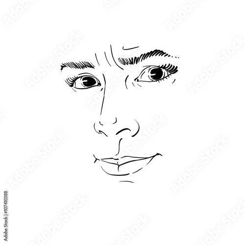 Vector portrait of irate woman, illustration of lady