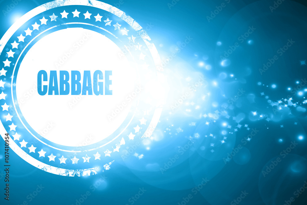 Blue stamp on a glittering background: Delicious cabbage sign Blue stamp on a glittering background: Delicious cabbage sign