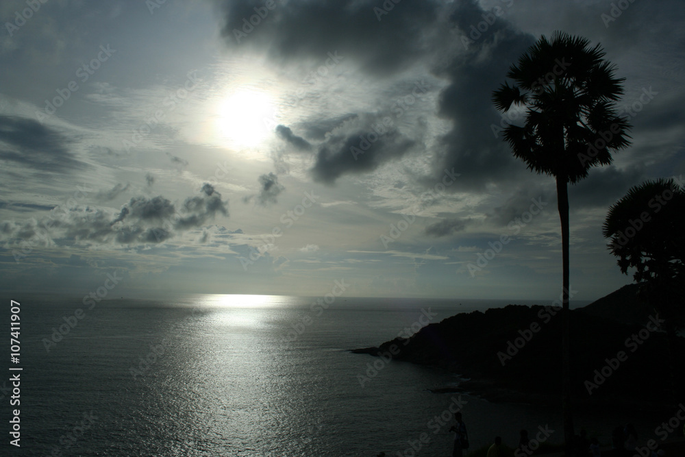 landscape silhouette island sea view