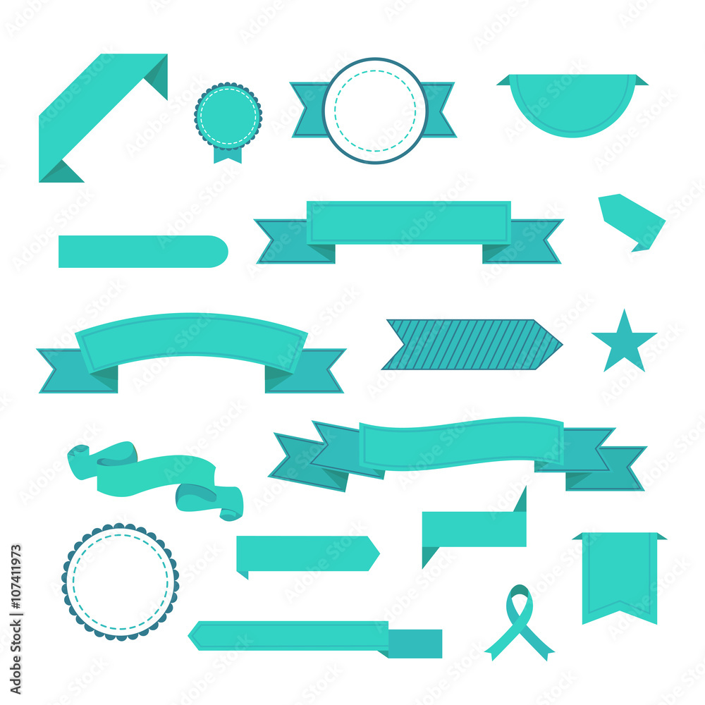 Vector set of  ribbons. Modern flat icons in stylish colors. Icons for Web and Mobile Application. EPS 10. Isolated.