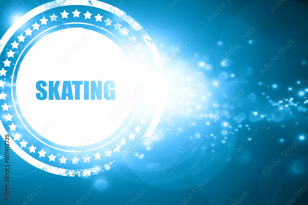 Blue stamp on a glittering background: skating sign background