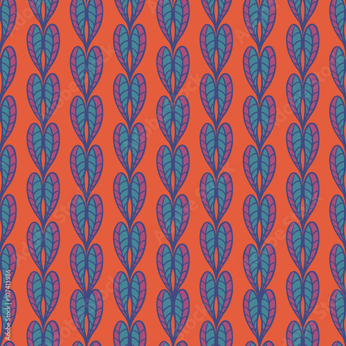 Seamless oriental ornamental pattern. Vector decorative background with geometric hand drown ornament. Boho festival style. Ethnic style: arabic or indian. Stylized feathers.