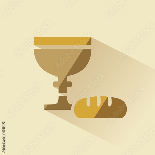 Icono de comunión. Pan y cáliz. Símbolos religiosos