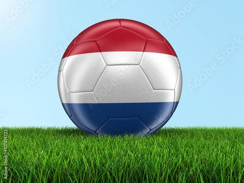 Soccer football with Netherlands flag. Image with clipping path