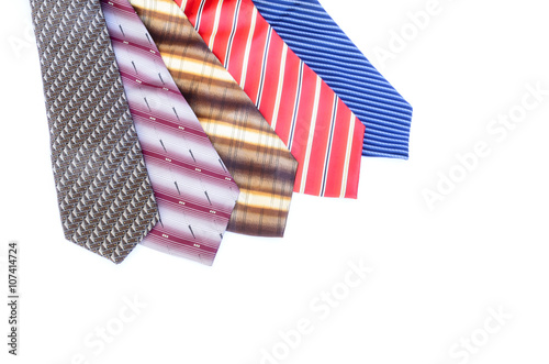 Necktie array on white background