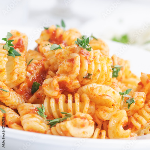 pasta radiatore with tomato sauce