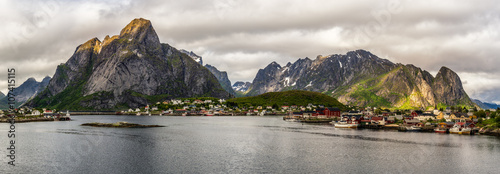 Mount Olstind and Reine fishing village in Norway photo