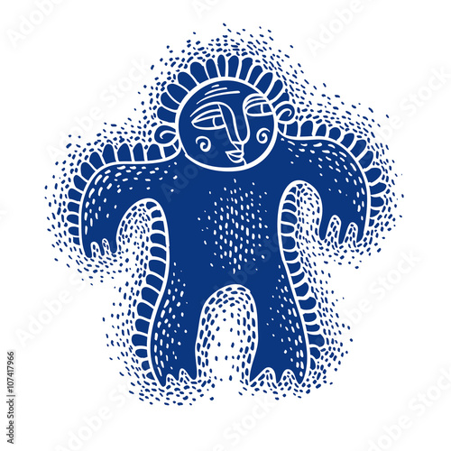 Character monster vector flat illustration, cute blue mutant. 