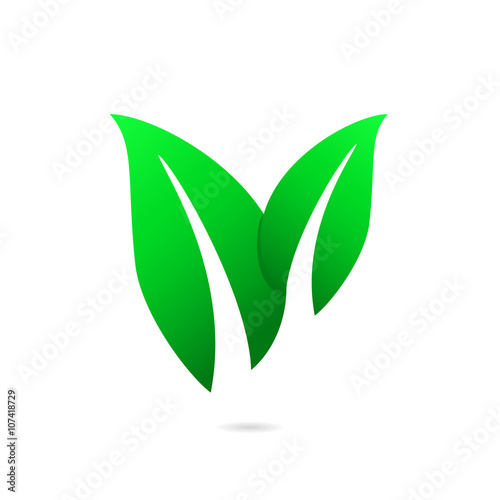 green leaf flat icon. symbol vector illustration icon