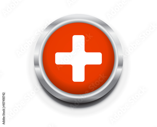 first aid medical buttun isolated on white