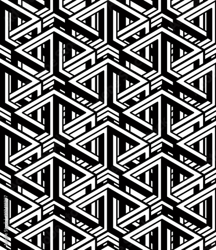 Illusive continuous monochrome pattern, decorative abstract background